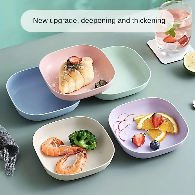 ১০ পিস রঙিন স্কয়ার ডিনার প্লেট সেট – হোল্ডারসহ ️ | Cutee Shop